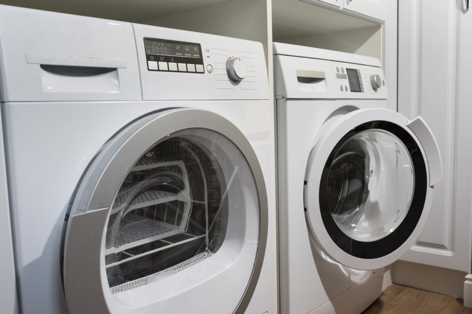 Washing machine and dryer in laundry room