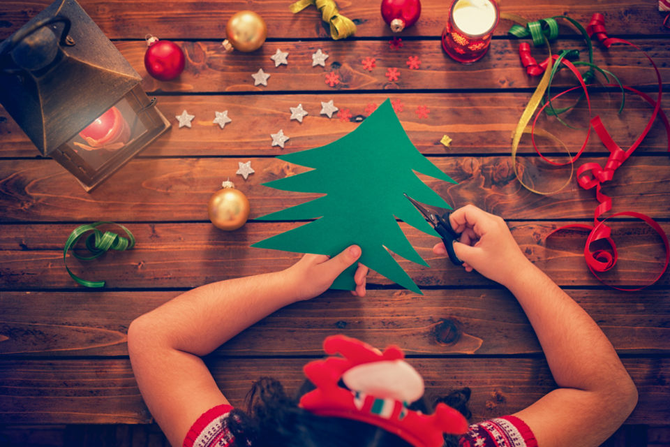 Little Girl Making Christmas Card