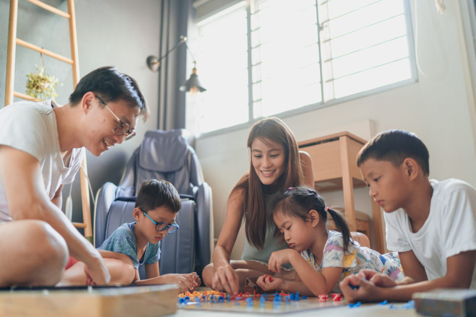 family bonding over board games