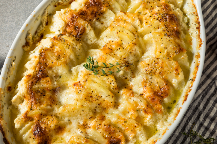 Homemade Creamy Scalloped Potatoes with Cheese and Spices